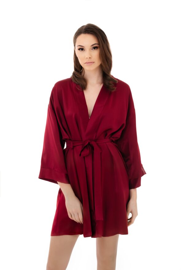 Deep Red Puree Silk Robe